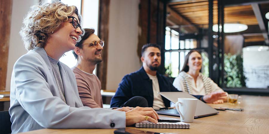 A group of professionals engaged in a meeting.
